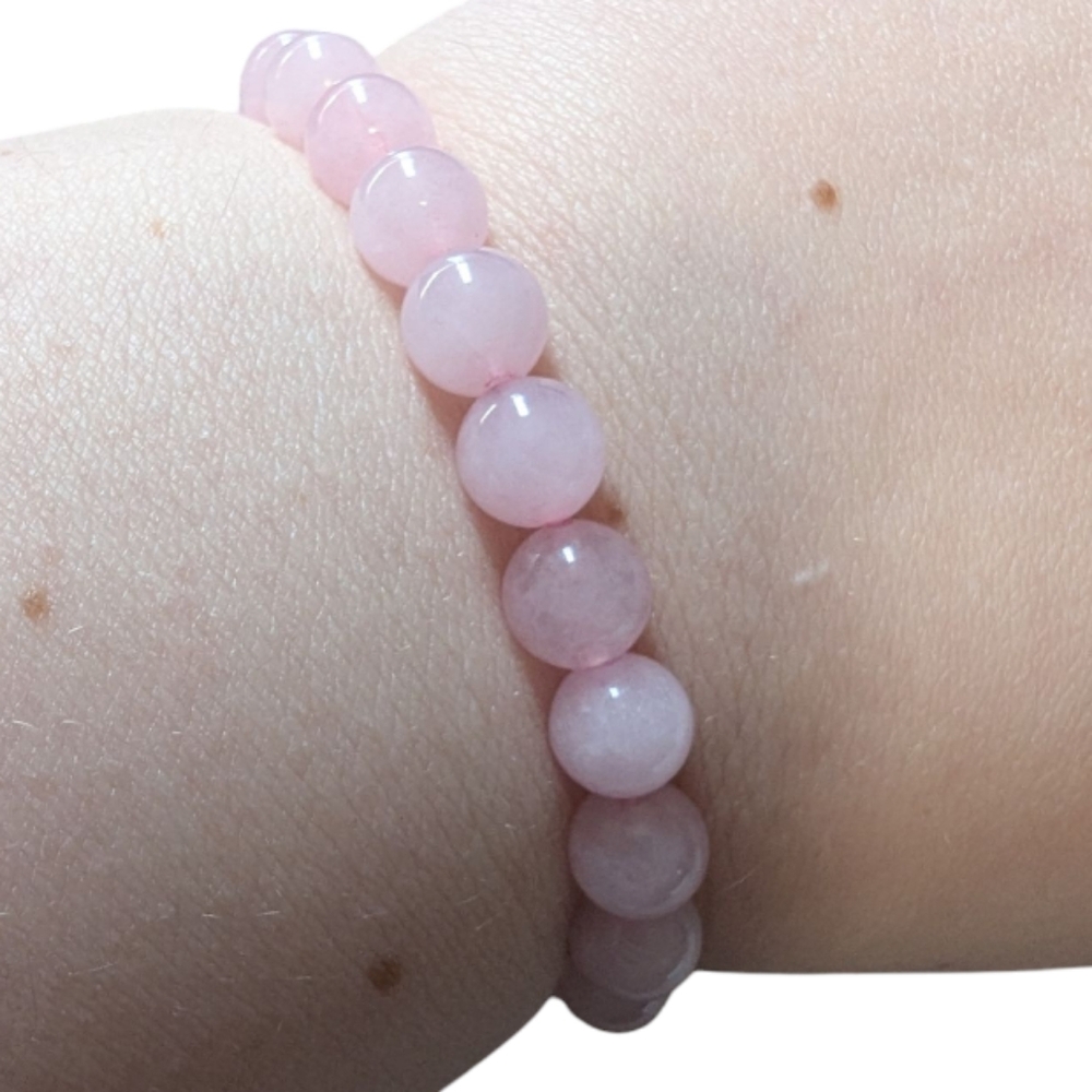 Womens Natural Stone Beaded Bracelet Pink Jewelry Shiny Stretchy NEW A-020